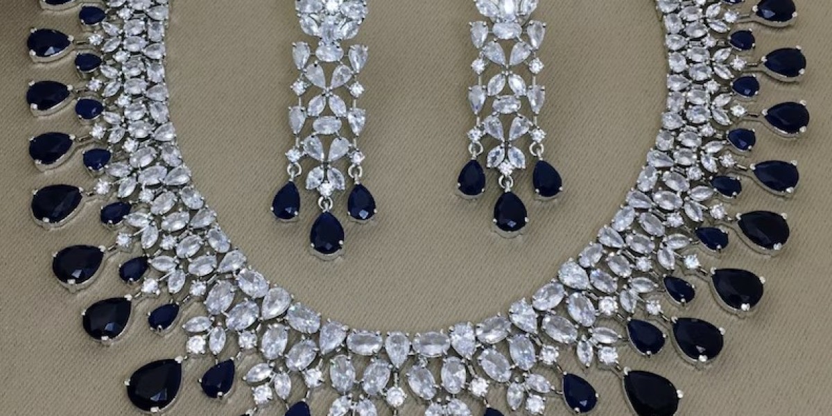 American Diamond Necklace Blue Sapphire Necklace