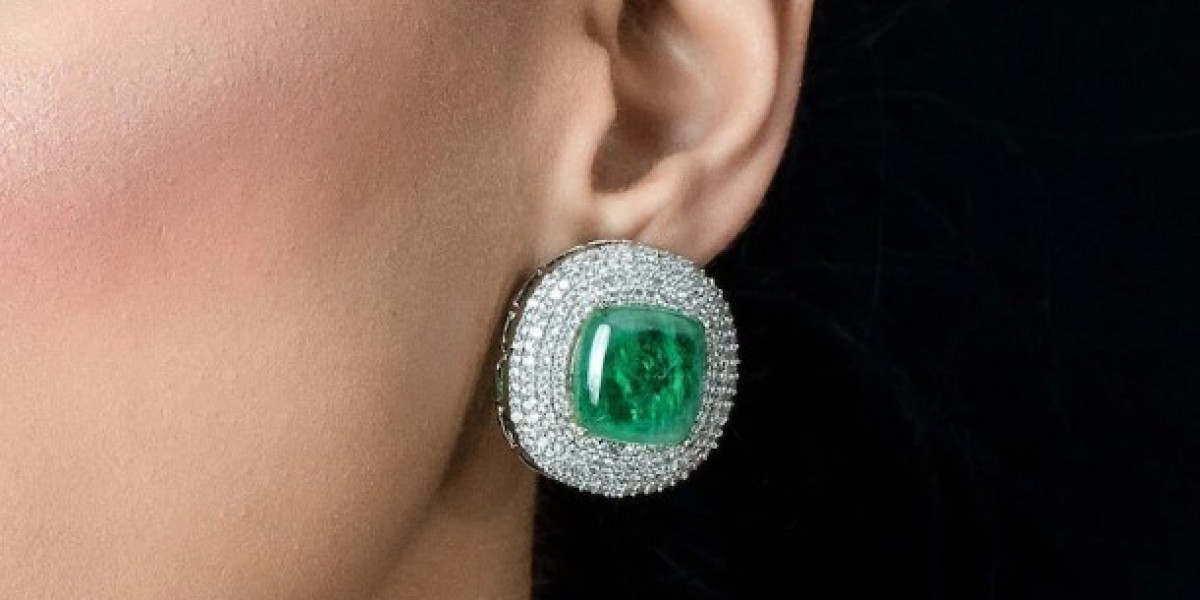 Beautiful Emerald Doublet Earrings CZ Bridal Green