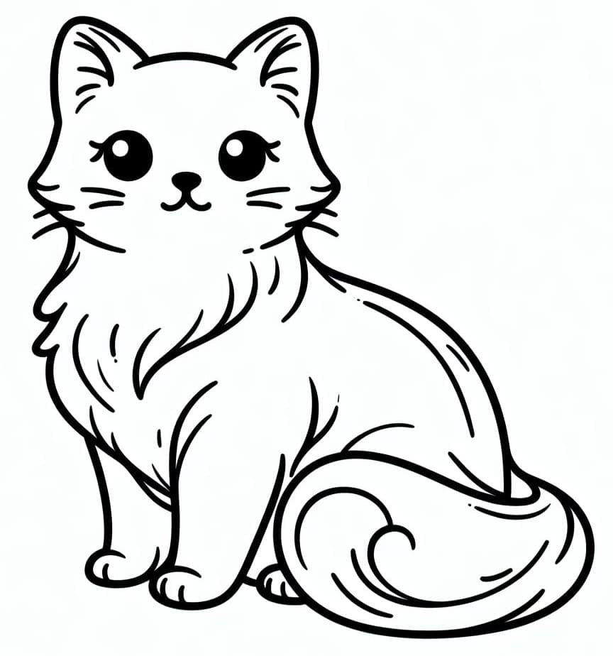 Planse de Colorat cu Pisică - Desene de Colorat